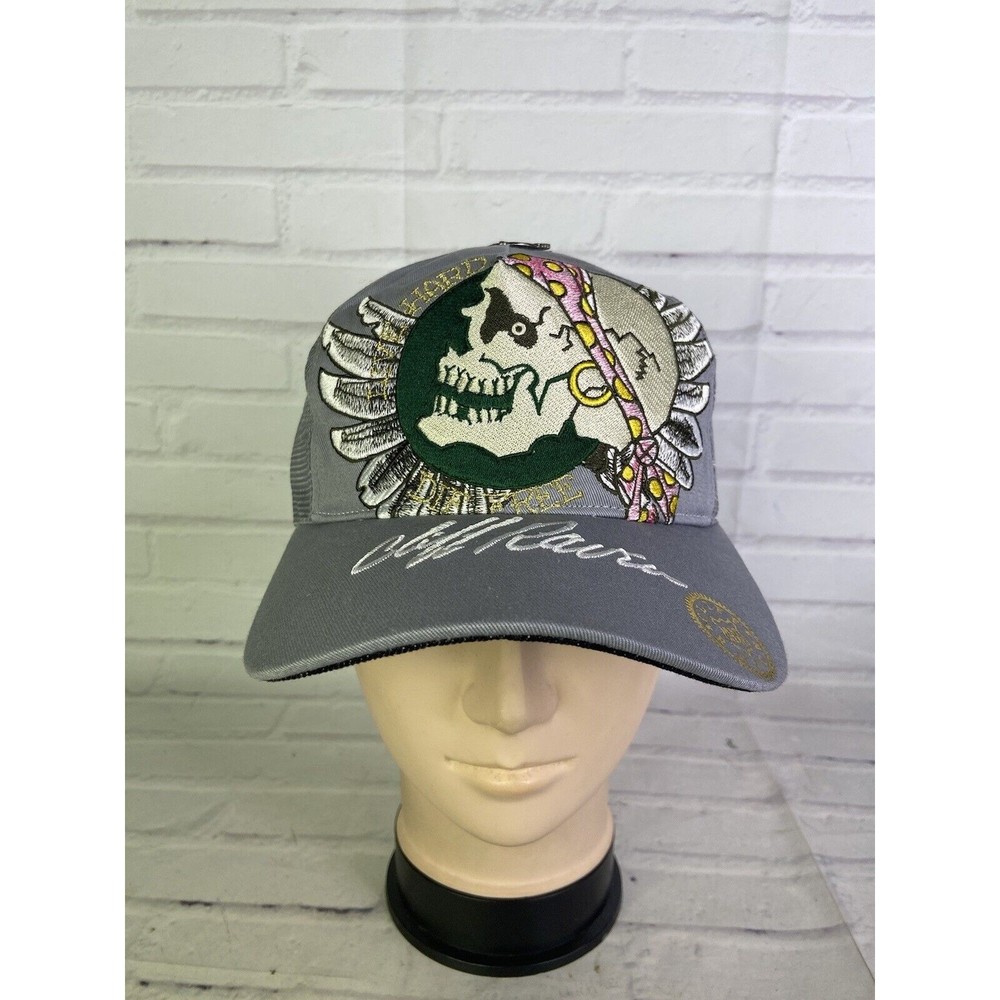 Cliff Raven Artwear Skull Ed Hardy Tattoo Embroidered Mesh Back Snapback Hat Cap